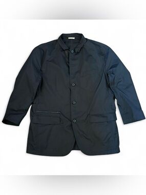 Ermenegildo Zegna Black Technical Blazer Leather Strap Zip Jacket Made Italy 58